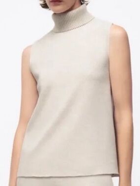 Zara Sleeveless Turtleneck Sweater Cream